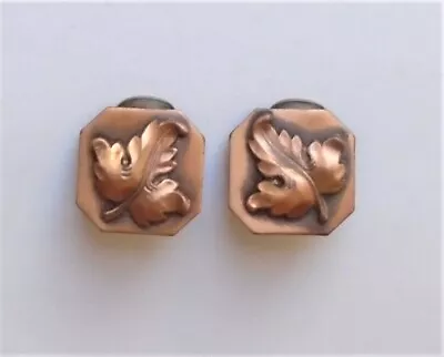 VINTAGE Copper Leaf Clip On Earrings • $9.25