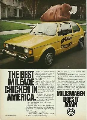 1981 Volkswagen Rabbit Diesel VW Vintage Print Ad  Speedy Chicken  Advertisement • $8.98