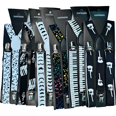 Men's Mustache Print Suspender Skeleton Braces Party Adjustable Suspender • $9.29