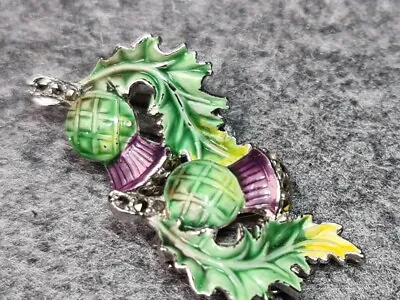 Vintage Thistle Clip-On Earrings Enamel And Marcasite Bohemian Jewellery Ltd • £17.99