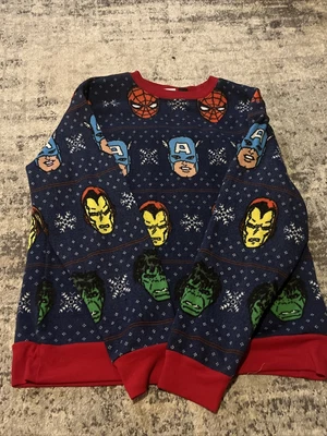 $35 • Buy Vintage Marvel Avengers Holiday Christmas Sweater Sz Lg Iron Man Hulk Mad Engine