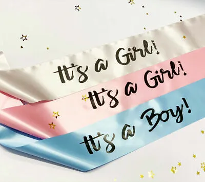 Gender Reveal Baby Shower Sash It's A Girl Boy Mum To Be Gift Present Keepsake • £4.95