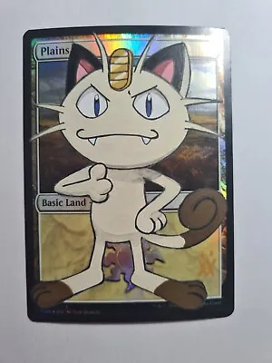 Plains Foil Meowth Pokemon Magic Altered Art Hand Paint By Demian Solis • $75