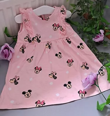 Baby Girl 9-12 Months H&m Disney Minnie Mouse Supersoft Dress IMMACULATE • £1