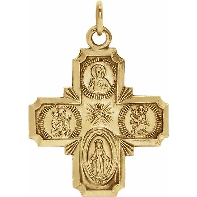 $94.60 • Buy 14K Yellow Gold 8x8 Mm Four-Way Cross Medal Pendant For Womens Perfect Gift