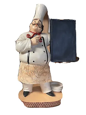 Vintage Fat Italian French Statue With Chalk Board Chef Cooking Bon Appetite • $89.99