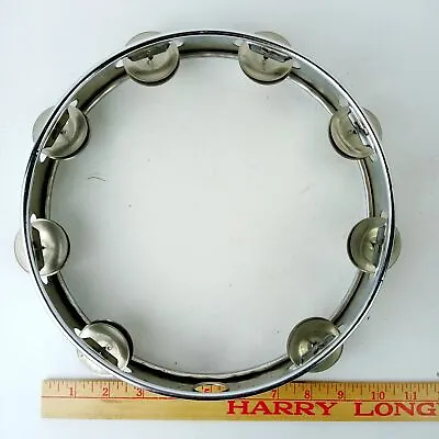 Japan 10 X2  Steel-Chrome Tambourine Vintage 60s Percussion Instrument MIJ 8x • $52.38