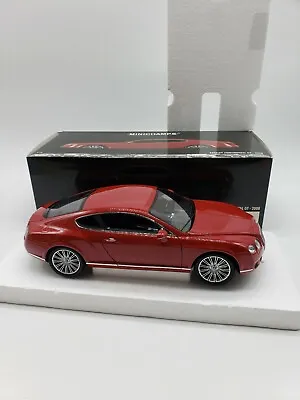 MiniChamps 1:18 Bentley Continental GT 2008 Red L1 • $143.99