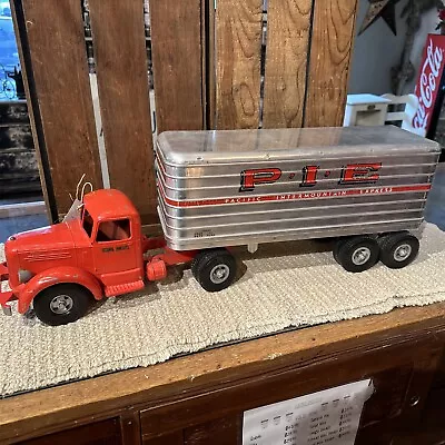 Very Original Smith-MILLER  PRESSED STEEL MACK TRACTOR & P.I.E. TRAILER TRUCK • $790