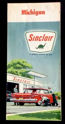 1960? Sinclair Oil Company Highway Road Map Of Michigan • $5