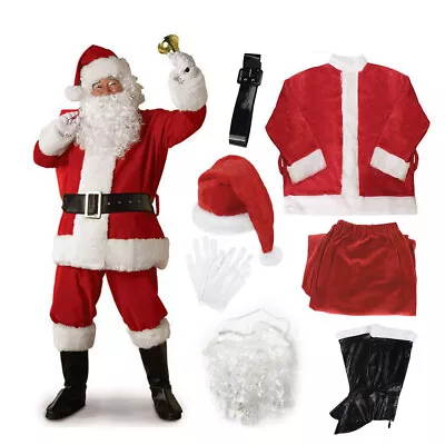 £8.15 • Buy Santa Claus Adult Suit Mens Deluxe Father Christmas Fancy Dress Costume Xmas