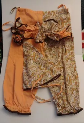 $19.99 • Buy Kids Clown Costume Home Sewn 1980s Pants Hat & Collar Brown Orange Yellow