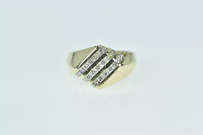 14K 0.75 Ctw Diamond Striped Squared Vintage Ring Yellow Gold *35 • $669.95