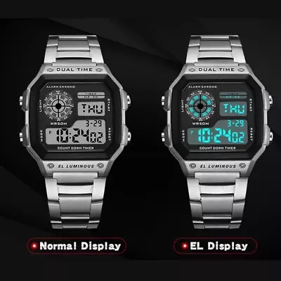 Casio Watch Vintage Retro Silver Stainless Steel Digital Lookalike Unisex Cool • $19.99