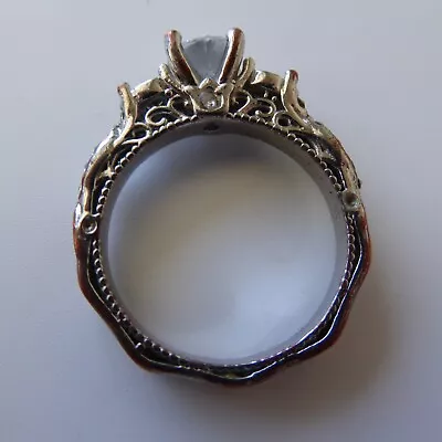 VTG Art Deco Style Sterling Silver Cubic Zirconia/Crystal Ring Filigree Size 9.5 • $12.75