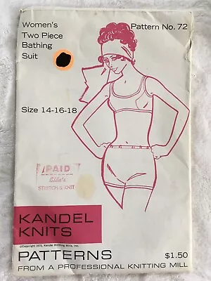 Vintage Kandel Knits Women’s Two Piece Bathing Suit Sewing Pattern Size 16 • $3.50