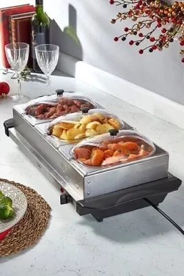 £28.99 • Buy  Small 3 Tray Buffet Server Food Warmer Hot Tray Plate Stainless 3x 1.5L - 7083