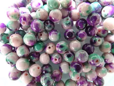 Semi Precious Jade 'Highland Heather' Rainbow Dyed 6mm Beads • £2.10