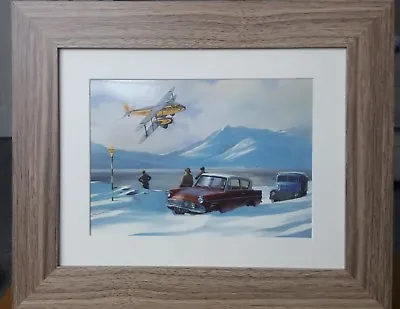 Snowdrift Rescue Framed & Mounted Artwork By Malcolm Root Morris Minor/AA/ • £9.99