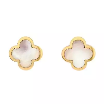 Van Cleef & Arpels Pure Alhambra Stud Earrings 18K Yellow Gold And Mother Of Pea • $3079.30