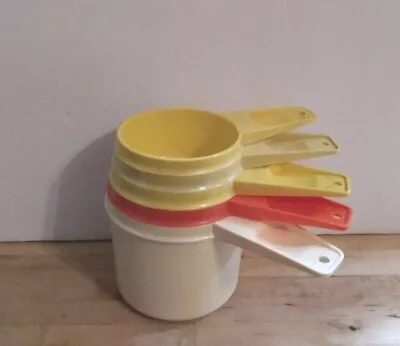 5 Vtg Tupperware Measuring Cups Multi Colors 1/3 -1 Cup Yellow Orange Gold Tan • $12