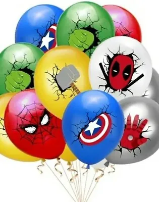 $5 • Buy 24 Pc.  Marvel Superhero Birthday Party Balloons Decorations Avengers Deadpool 