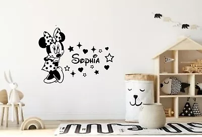 Large MINNIE/MICKEY MOUSE WALL STICKERS KIDS WALL ART  BEDROOM NAME BABY ROOM • £12.99