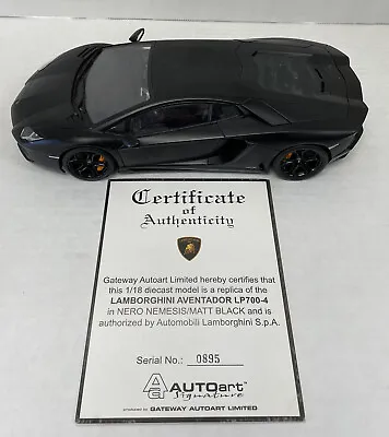 Autoart Lamborghini Aventador LP700-4 Flat Black 1:18 W/ Box & COA • $289.95