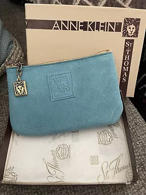 Vintage Anne Klein By St Thomas Ocean Blue Suede Leather Coin - Change Purse NIB • $16.25