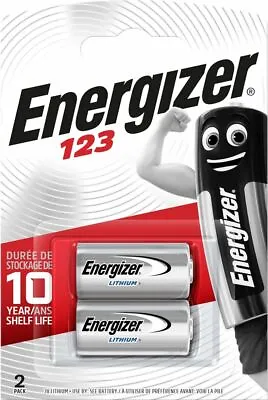 2 X ENERGIZER CR/DL 123 Lithium 3V Photo Battery CR123A EL123AP Camera Flash • £5.08