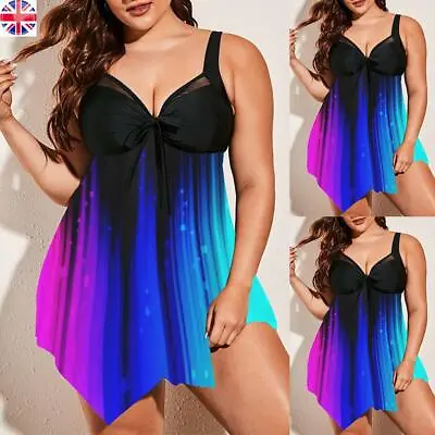 Plus Size Women Tie Dye Swimwear Bikini Ladies Sexy Tankini Set Summer Beachwear • £18.39