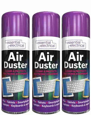 £6.99 • Buy 3 X Compressed Air Duster Spray Can Cleans Protects Laptops Keyboards  200ml