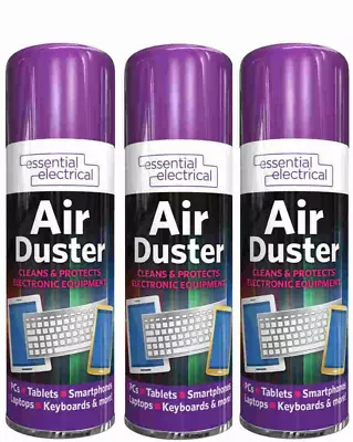 £7.49 • Buy 3 X Compressed Air Duster Spray Can Cleans Protects Laptops Keyboards  200ml
