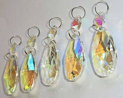 £17.99 • Buy 5 Crystals Drops Glass Beads Chandelier Light Prisms Parts Vintage Look Droplets