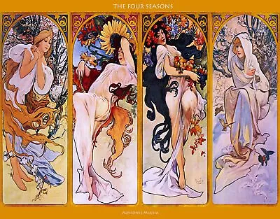 3390.The Four Seasons By Alphonse Mucha POSTER.Home Room Locker Art Decoration • $29