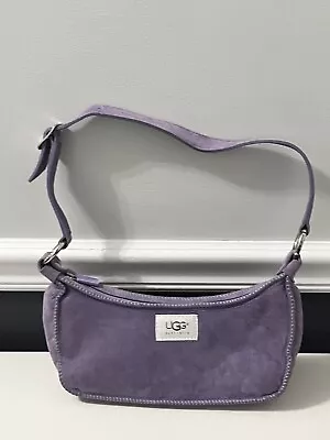 UGG AUSTRALIA Purse Small Purple Shearling 10x6 Lined Zipper Adjustable Handle • $22