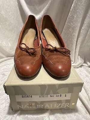 Naturalizer VTG Womens Pumps Heel Size 9 AAA Brown Suede Leather Bow Dress Shoes • $12