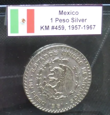 **Mexico's Final Silver Coin** One Peso 1957-1967 Eagle + Snake Large 34.5 Mm • $6.88