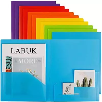 12 Pack Heavy Duty Plastic Folder With 2 Pockets And Clear Front Pocket • $15.27
