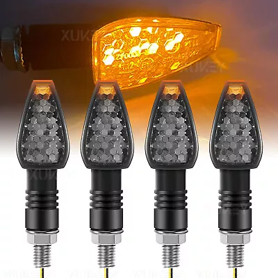 4X Smoke Mini LED Motorcycle Turn Signals Indicator Universal Amber Blinker • $12.98