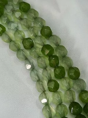 Jade Gemstone Beads Green Star Cut Round 8mm 1mm Hole (MYGS 257) • £7.20