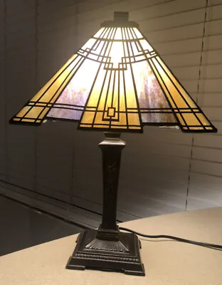 $115 • Buy Tiffany Style Mission Table Lamp - Stained Glass Beautiful 18” Tall