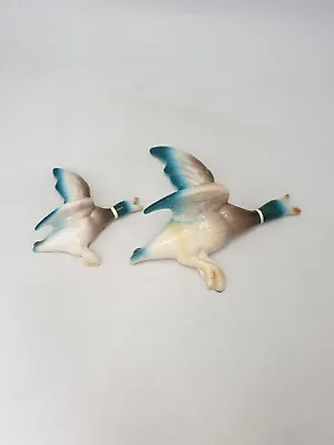 £18.99 • Buy Retro Kitsch Flying Ducks Birds Plaster Wall Hanging Plaques Handmade In UK Pair