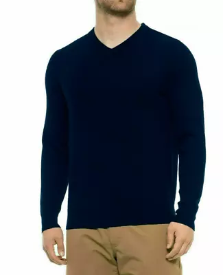 NWOT Tahari Men’s Extra Fine Merino Wool V-Neck Sweater -Color Navy-Size S • $19.25