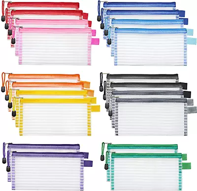 JARLINK 20 Pack 10 Colors Zipper Mesh Pouch Pencil Pouch Pen Bag Multipurpose T • $22.31