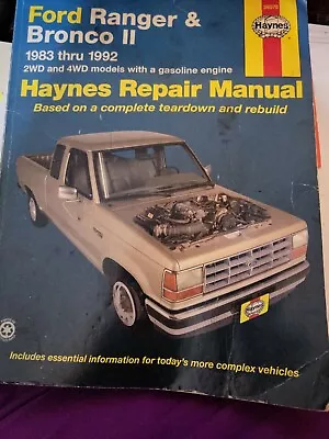 Haynes Repair Manual 36070 Ford Ranger & Bronco II 1983 Thru 1992 2WD & 4WD • $8