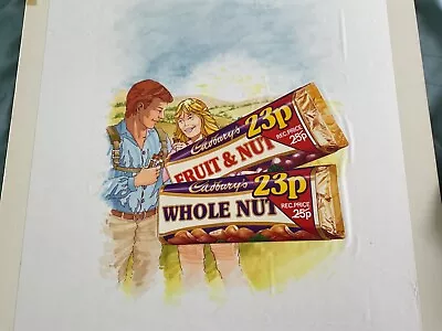 Vintage Cadburys Chocolate Bar Original Painting Sign Advertising Art Work 1983 • £275