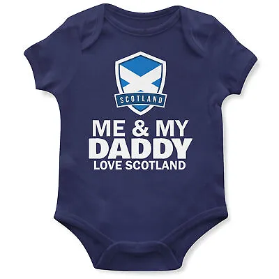 Baby Boys Me & My Daddy Love Scotland Babygrow Football Fathers Day European • £10.95