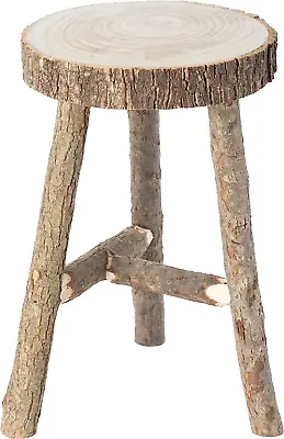 Decorative Antique Log Cabin Natural Wooden Accent Stool Side Table Brown  • $181.99