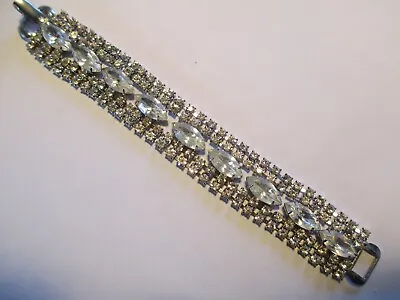 Vtg Silver Tone Clear Rhinestone Bracelet 6-1/4  • $12